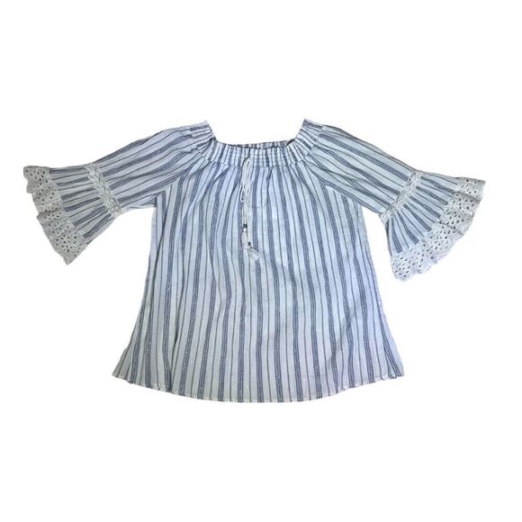NWT Nostalgia Ivory Striped and Eyelet Blouse - Picture 1 of 4